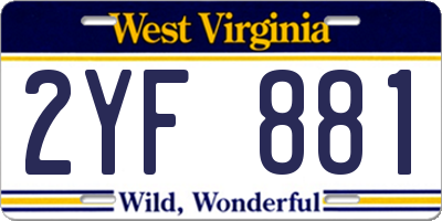 WV license plate 2YF881