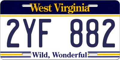 WV license plate 2YF882