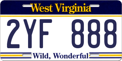 WV license plate 2YF888