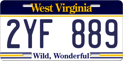WV license plate 2YF889