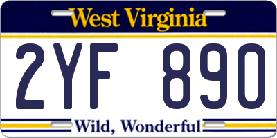 WV license plate 2YF890