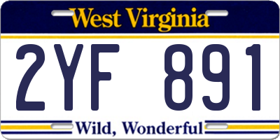 WV license plate 2YF891
