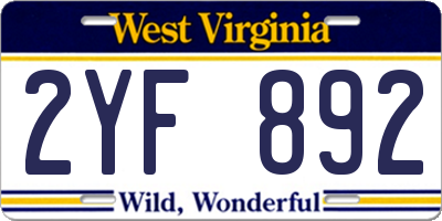 WV license plate 2YF892