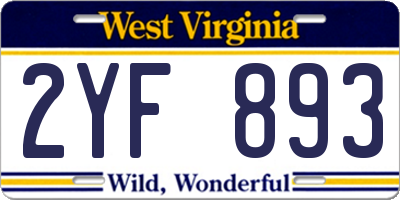 WV license plate 2YF893