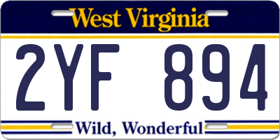 WV license plate 2YF894