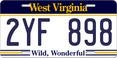 WV license plate 2YF898