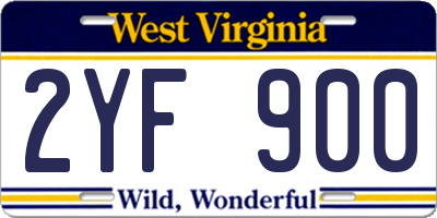 WV license plate 2YF900