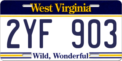 WV license plate 2YF903
