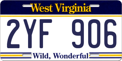 WV license plate 2YF906
