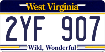 WV license plate 2YF907