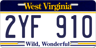 WV license plate 2YF910