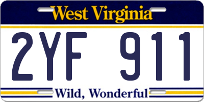 WV license plate 2YF911