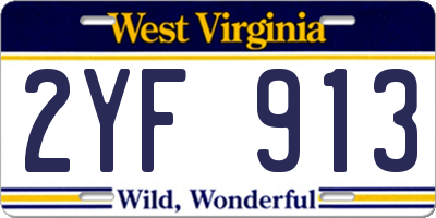 WV license plate 2YF913