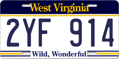 WV license plate 2YF914