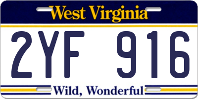 WV license plate 2YF916
