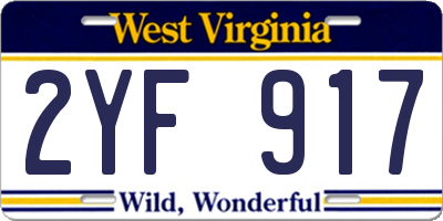 WV license plate 2YF917