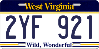 WV license plate 2YF921