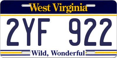 WV license plate 2YF922