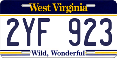 WV license plate 2YF923