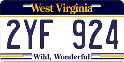 WV license plate 2YF924