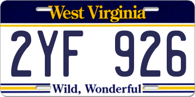WV license plate 2YF926