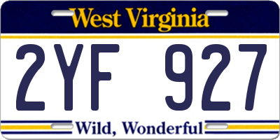 WV license plate 2YF927