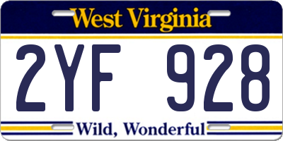 WV license plate 2YF928