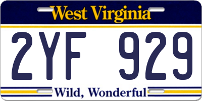 WV license plate 2YF929