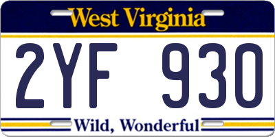 WV license plate 2YF930