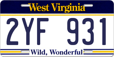 WV license plate 2YF931