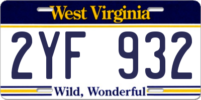 WV license plate 2YF932