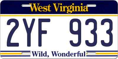 WV license plate 2YF933