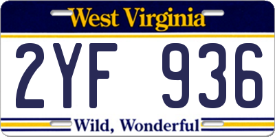WV license plate 2YF936