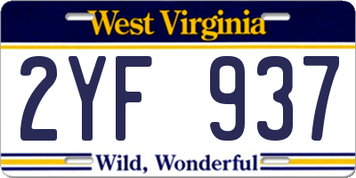 WV license plate 2YF937