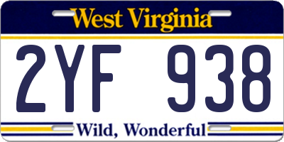 WV license plate 2YF938