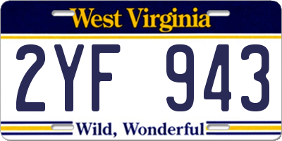 WV license plate 2YF943