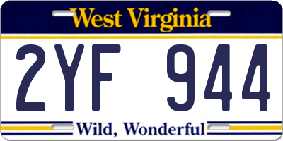 WV license plate 2YF944