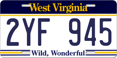 WV license plate 2YF945