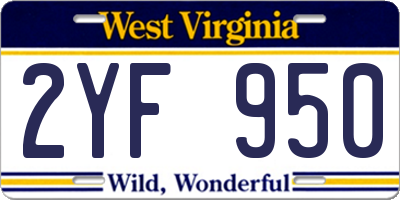 WV license plate 2YF950