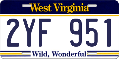 WV license plate 2YF951
