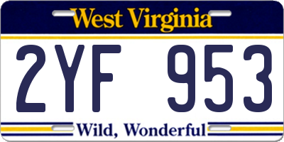 WV license plate 2YF953