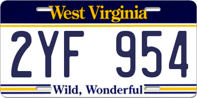WV license plate 2YF954