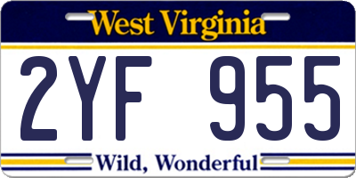 WV license plate 2YF955