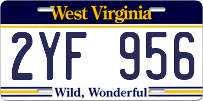 WV license plate 2YF956