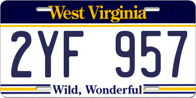WV license plate 2YF957