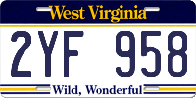 WV license plate 2YF958