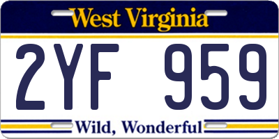 WV license plate 2YF959