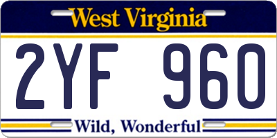 WV license plate 2YF960