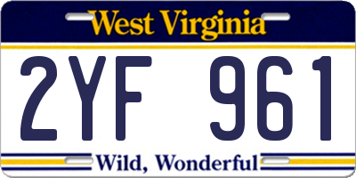 WV license plate 2YF961