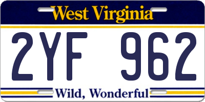 WV license plate 2YF962